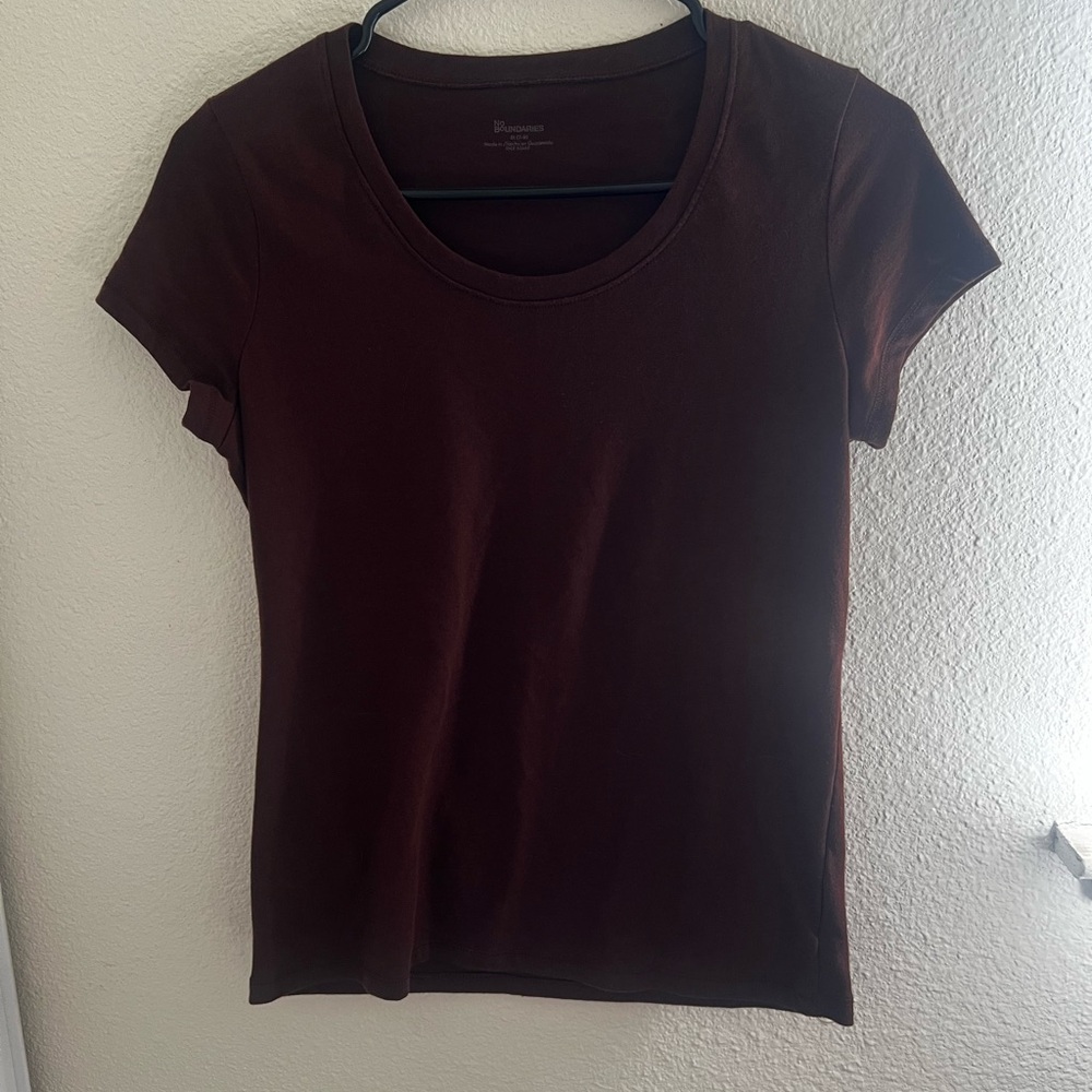 Rue21 Basics Fitted Scoop Neck Tee | Brown | XS